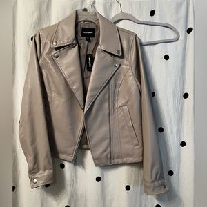 Express taupe leather jacket